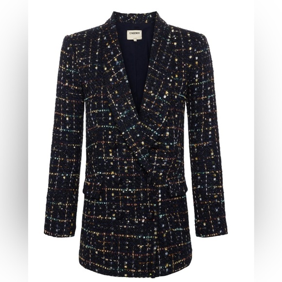 CURRENT SEASON L'Agence "Jayda" sequin-embellished tweed blazer - Picture 5 of 11